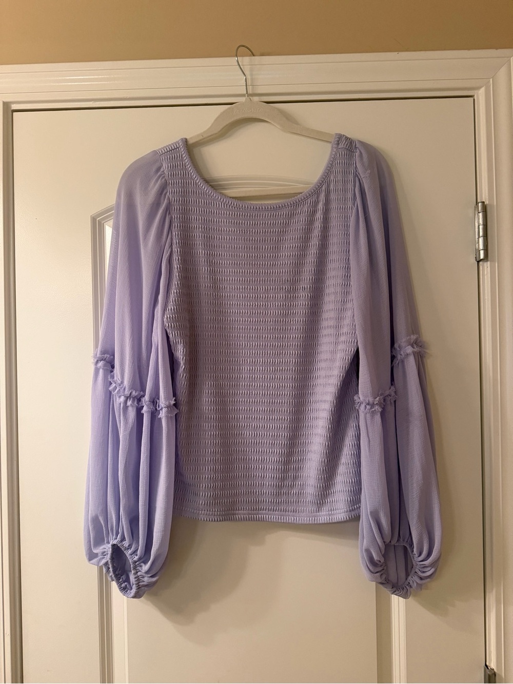 Anthropologie Lilac Smocked Bodice Balloon Sleeve Top